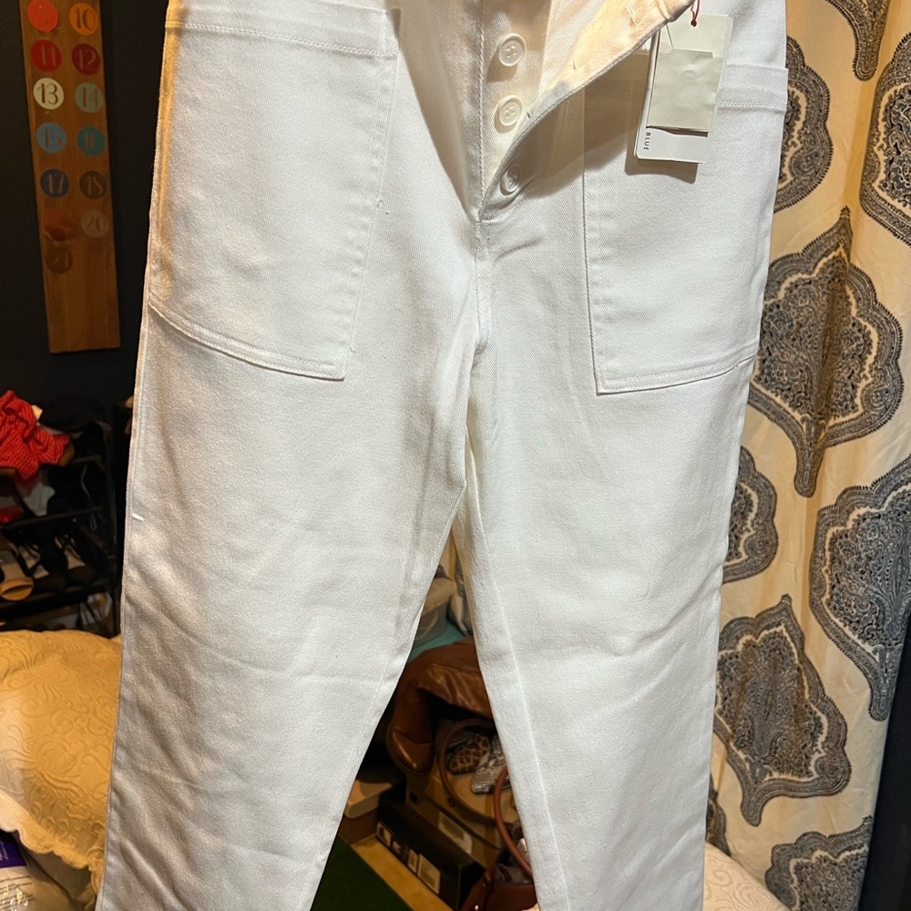 Skies Are Blue White Textured Fabric NWOT